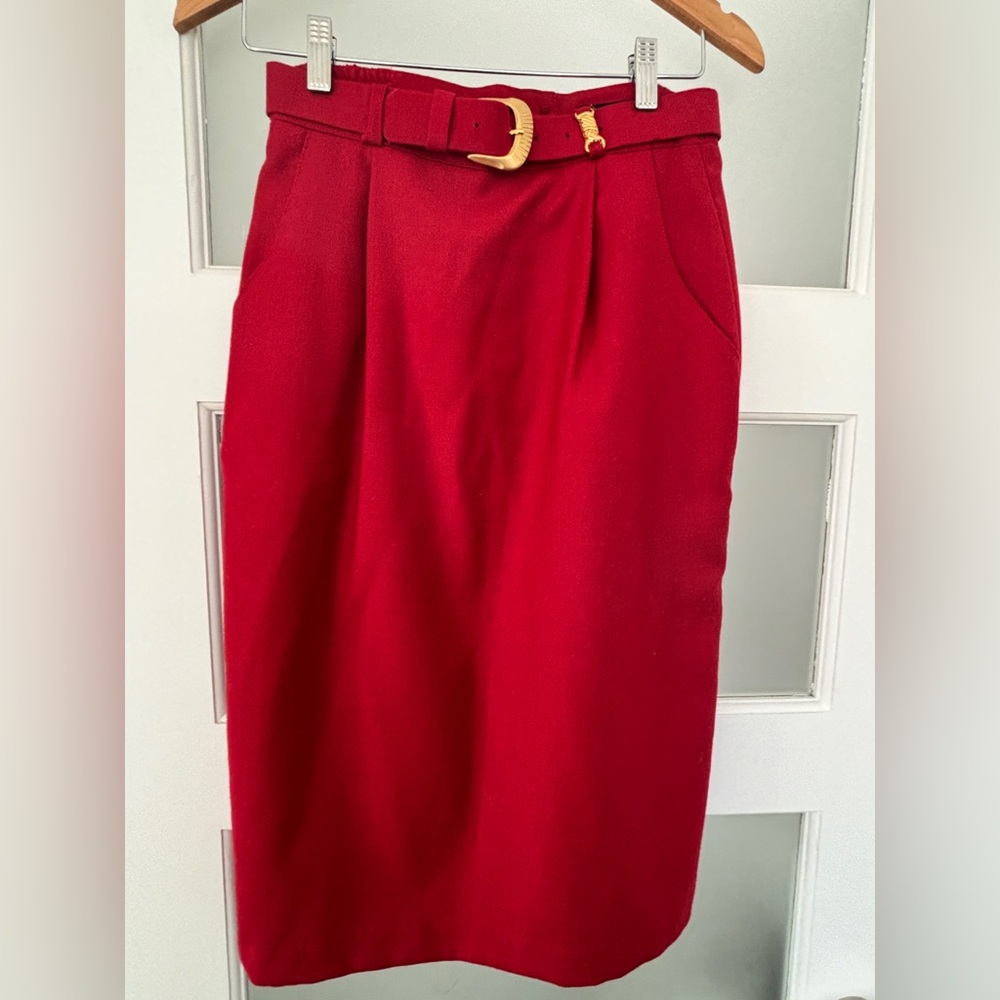 Theory Red Skirt with Gold Accent